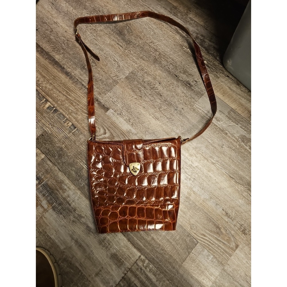 Disser Brown Leather Handbag/purse Gold Clasp Animal‎ Print Safari